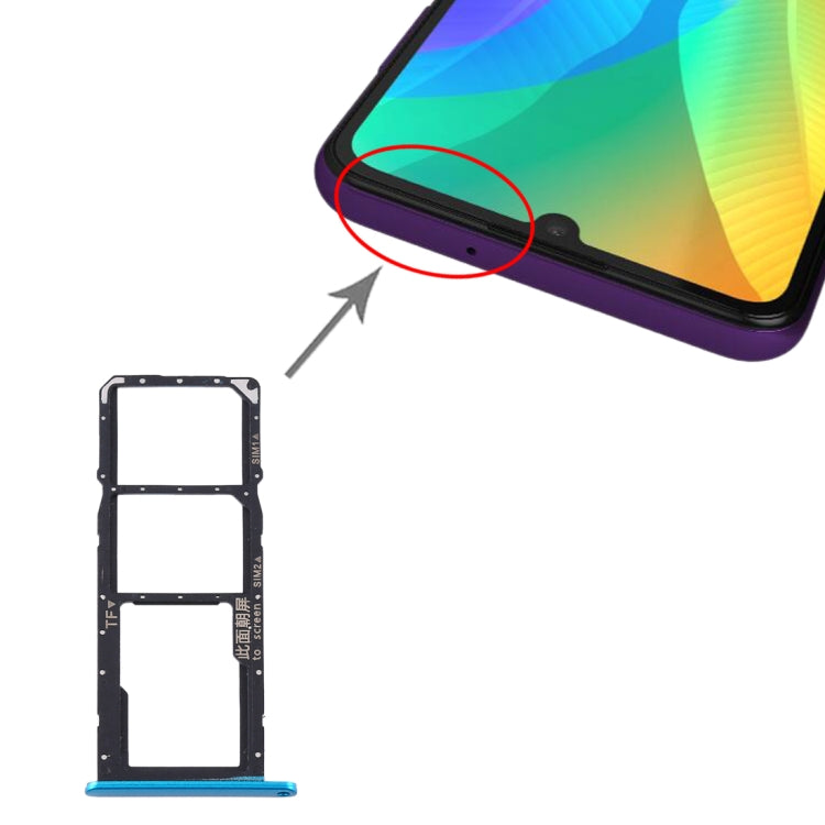 Replacement SIM Card Tray, SIM Card Adapter, and Micro SD Card Holder for Huawei Y6p (Blue)