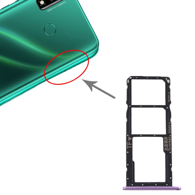 Huawei Y8s SIM Card Tray and Micro SD Card Tray Replacement Set (Purple)
