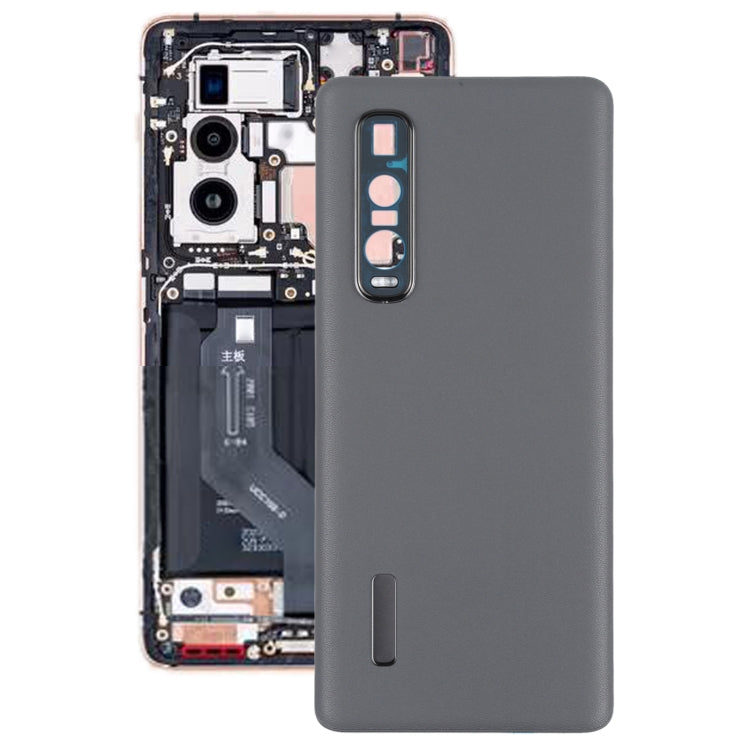Genuine Leather Battery Back Cover for OPPO Find X2 Pro CPH2025 PDEM30 - Black