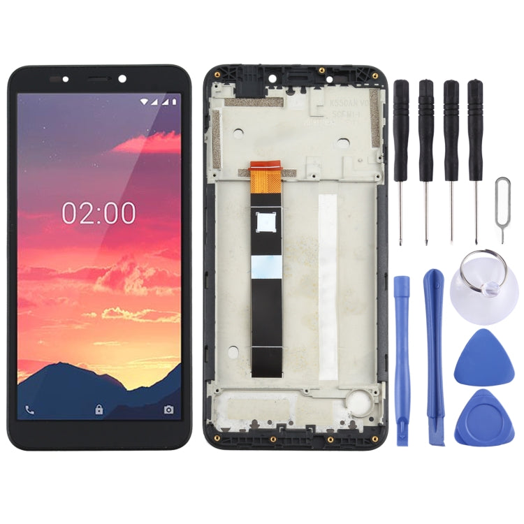 Replacement LCD Screen and Touch Digitizer Assembly with Frame for Nokia C2 (Black)