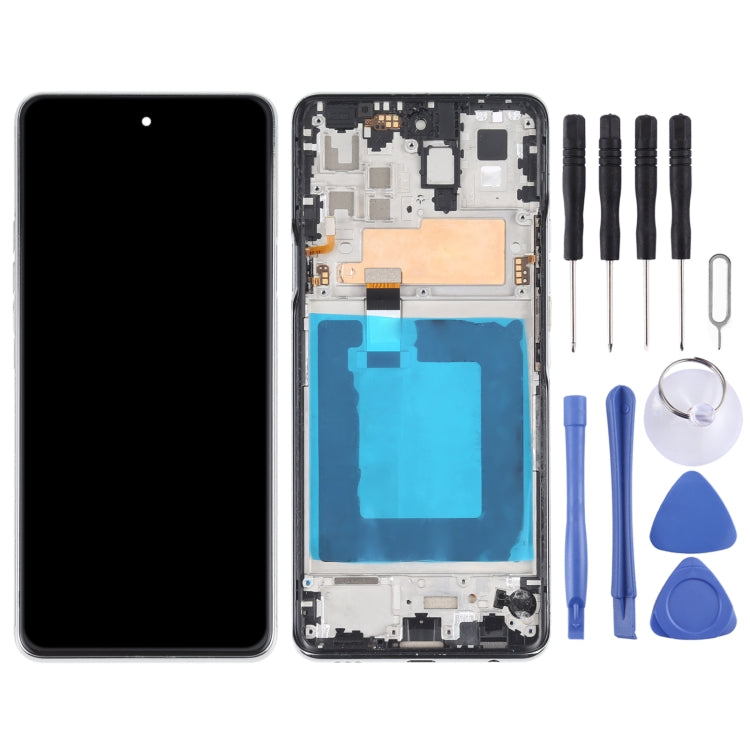 LCD Screen and Digitizer Full Assembly With Frame for LG Q92 5G (Silver)