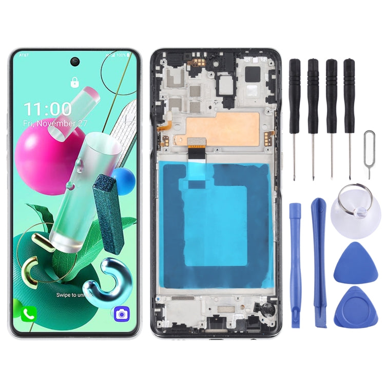 LCD Screen and Digitizer Full Assembly With Frame for LG Q92 5G (Silver)