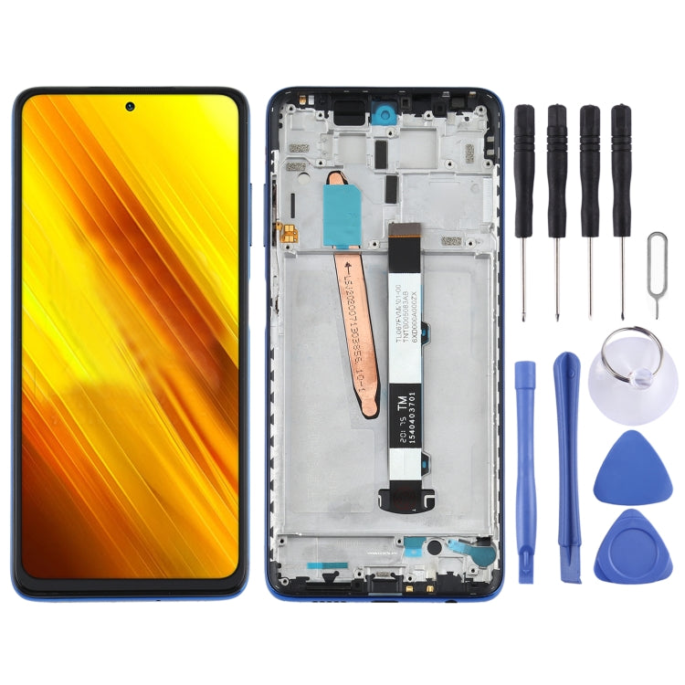 Full Assembly LCD Screen and Digitizer with Frame for Xiaomi Poco X3 NFC / Poco X3 (Blue)