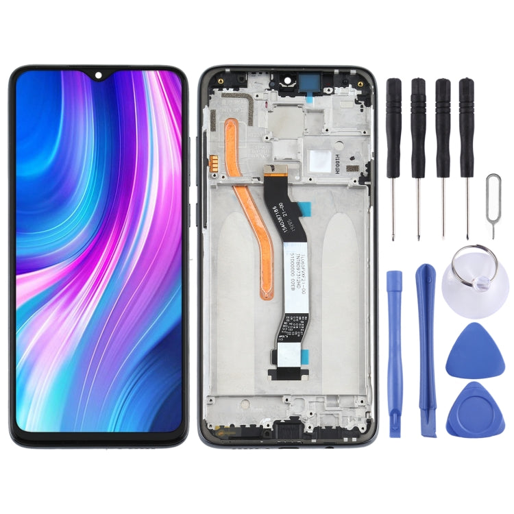 Black LCD Screen and Touch Screen Digitizer Assembly with Frame for Xiaomi Redmi Note 8 Pro (Single SIM Card)