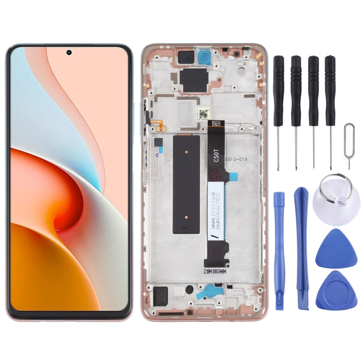 LCD Screen and Digitizer Assembly with Frame for Xiaomi Redmi Note 9 Pro 5G / Mi 10T Lite 5G (Rose Gold Beach)