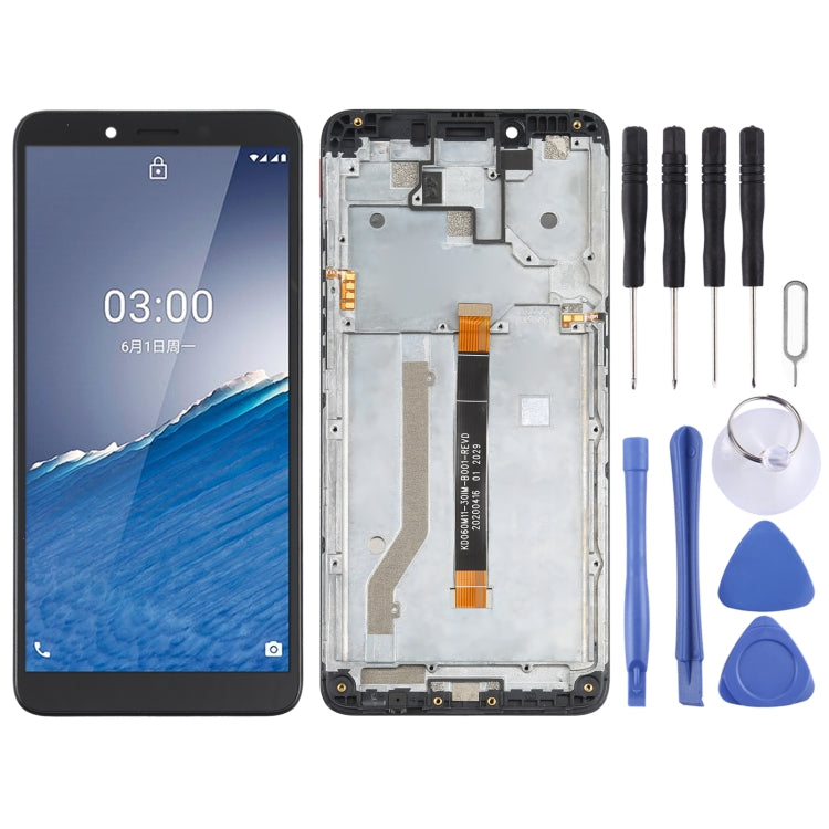 Replacement LCD Screen and Digitizer Assembly with Frame for Nokia C3 (Black)