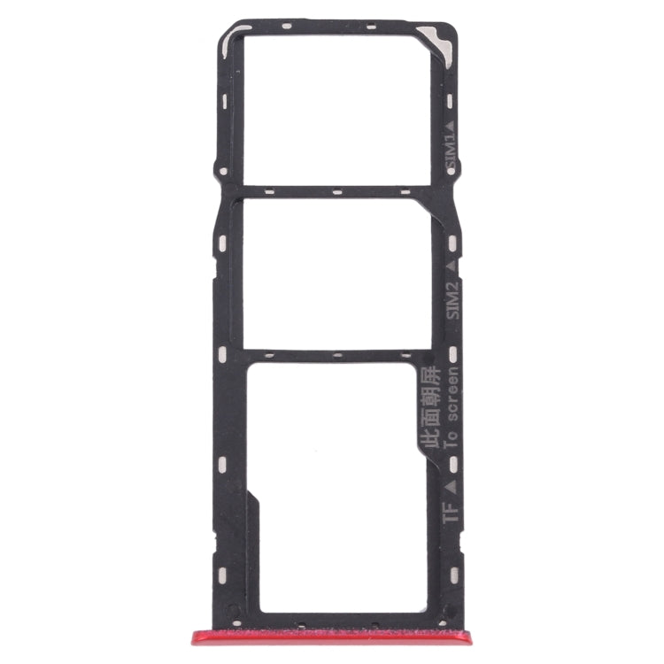 SIM Card Tray + Micro SD Card Tray Replacement Set for OPPO Realme C3 RMX2027, RMX2020, RMX2021 (Red)