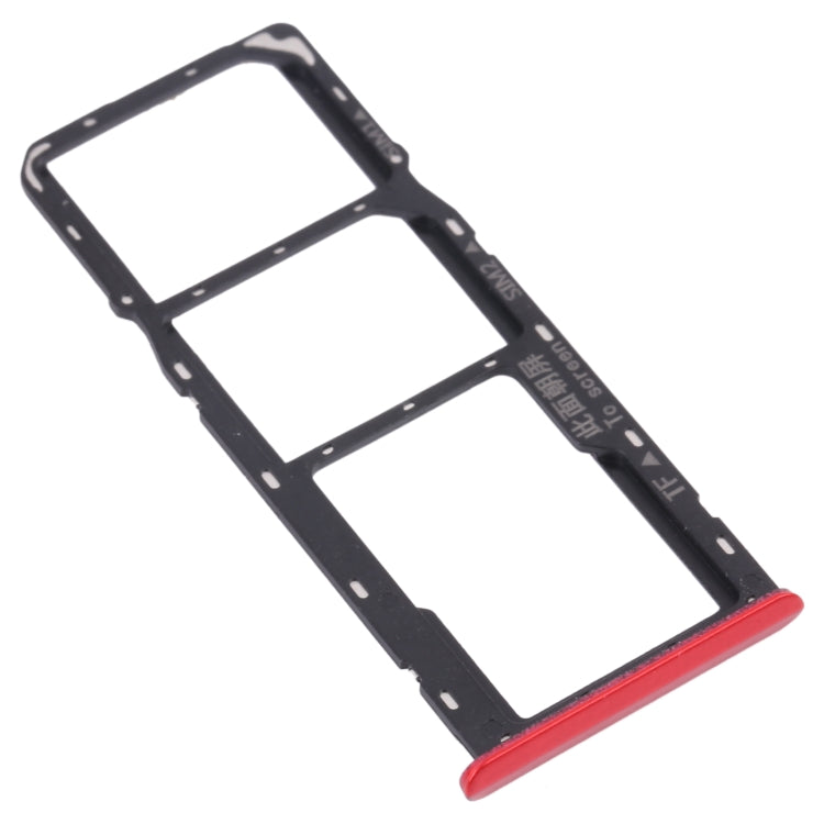 SIM Card Tray + Micro SD Card Tray Replacement Set for OPPO Realme C3 RMX2027, RMX2020, RMX2021 (Red)