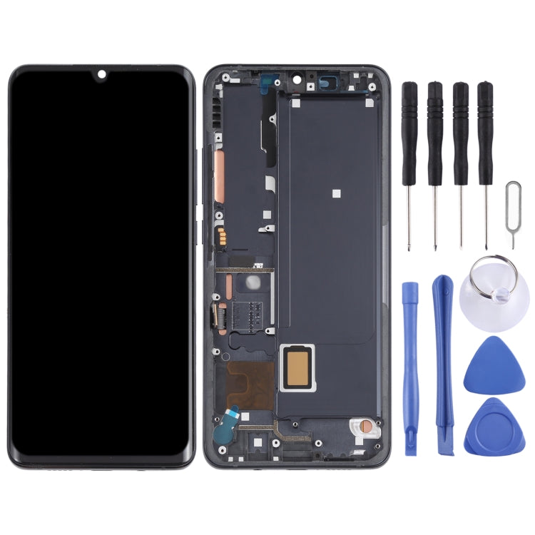 AMOLED LCD Screen and Digitizer Assembly With Frame for Xiaomi Mi Note 10 Lite M2002F4LG (Black)