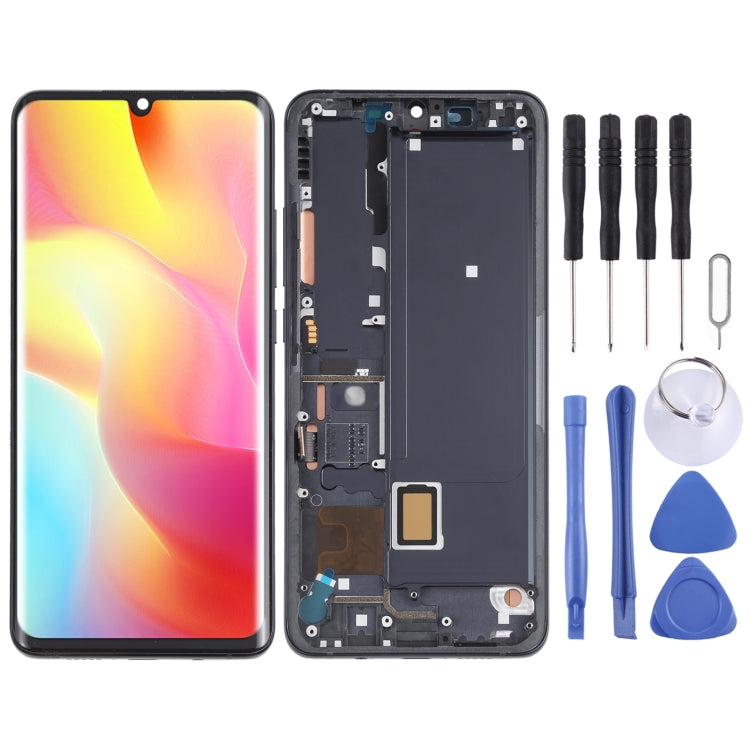 AMOLED LCD Screen and Digitizer Assembly With Frame for Xiaomi Mi Note 10 Lite M2002F4LG (Black)