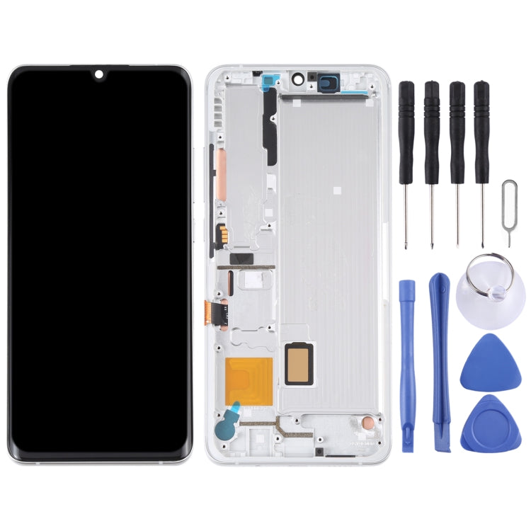 AMOLED LCD Screen and Digitizer Full Assembly With Frame for Xiaomi Mi Note 10 Lite M2002F4LG (Silver)