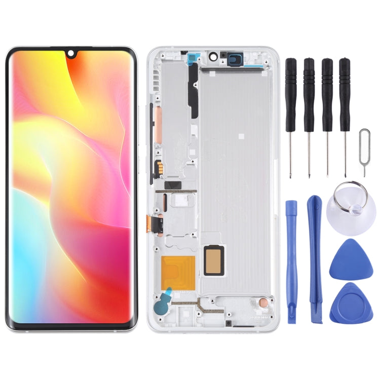 AMOLED LCD Screen and Digitizer Full Assembly With Frame for Xiaomi Mi Note 10 Lite M2002F4LG (Silver)
