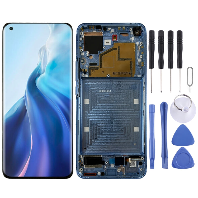 LCD Display and Touch Screen Assembly with Frame for Xiaomi Mi 11 M2011K2C, M2011K2G (Blue)