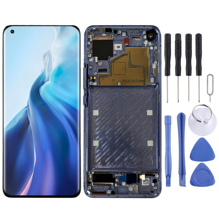 LCD Screen and Digitizer Full Assembly with Frame for Xiaomi Mi 11 M2011K2C, M2011K2G (Purple)
