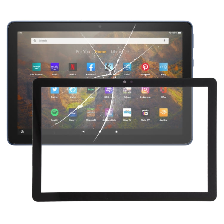 Front Glass Lens Replacement for 2021 Amazon Fire HD 10 - Black