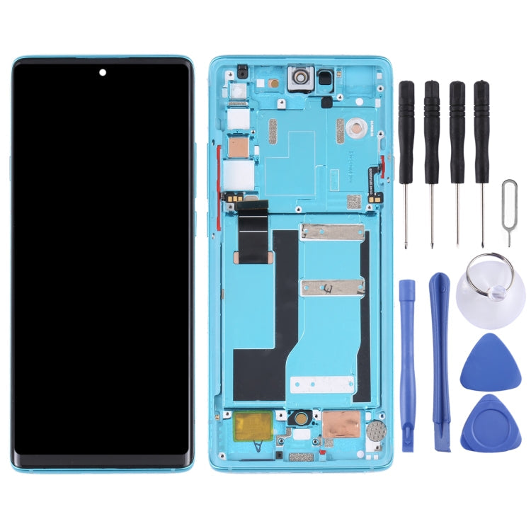 LCD Screen and Digitizer Full Assembly with Frame for TCL 20 Pro 5G T810H (Blue)