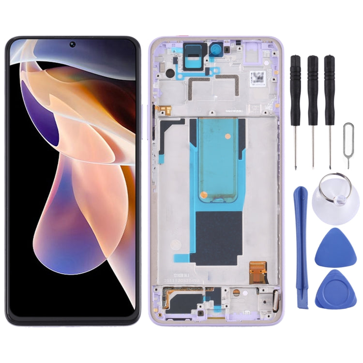 LCD Screen and Digitizer Assembly with Frame for Xiaomi Redmi Note 11 Pro (Purple)