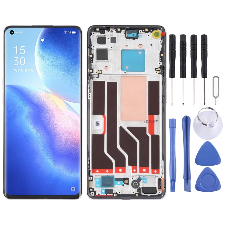 LCD Screen and Digitizer Assembly with Frame for OPPO Reno5 Pro 5G (Silver)