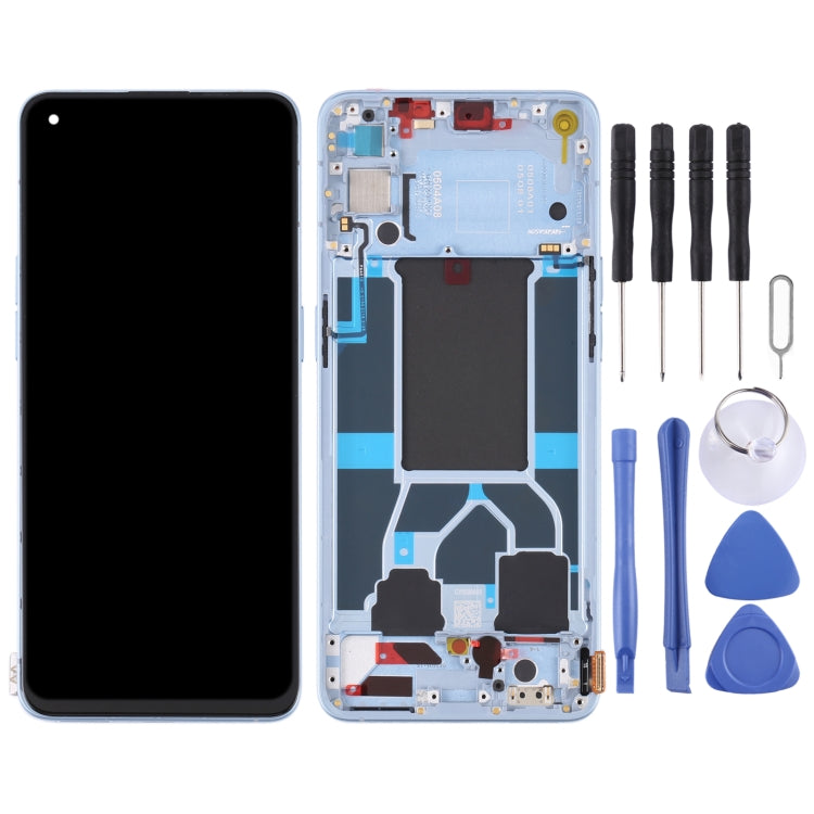 Original LCD Screen and Digitizer Full Assembly with Frame for Blue OPPO Reno6 5G PEQM00 CPH2251
