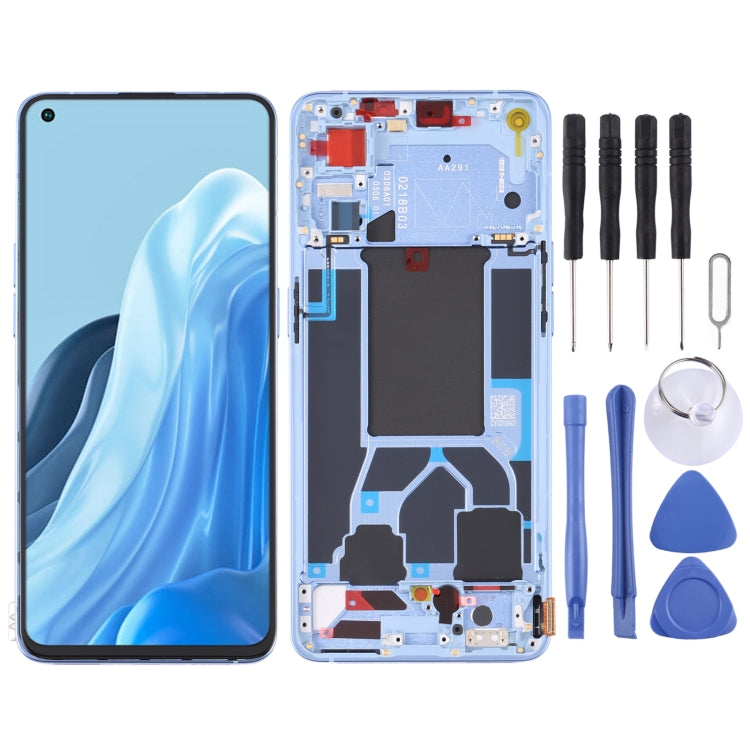 OPPO Reno7 5G LCD Screen and Digitizer Full Assembly with Frame - Blue
