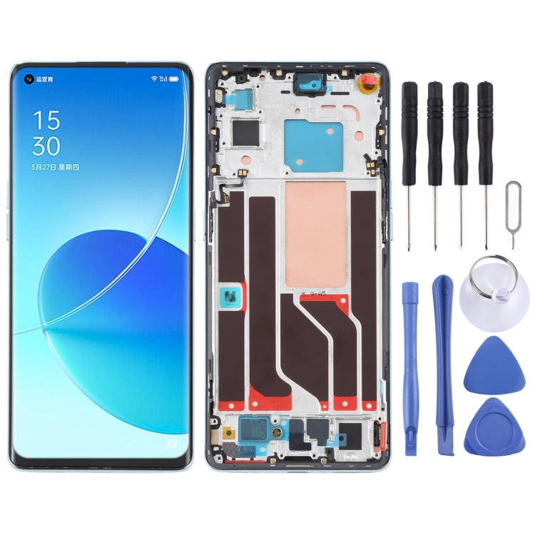 Replacement LCD Screen and Digitizer Assembly with Frame for OPPO Reno6 Pro 5G PEPM00 CPH2249 (Green)