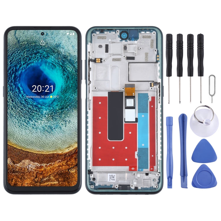 Green LCD Screen and Digitizer Full Assembly with Frame for Nokia X10 - TA-1350 TA-1332