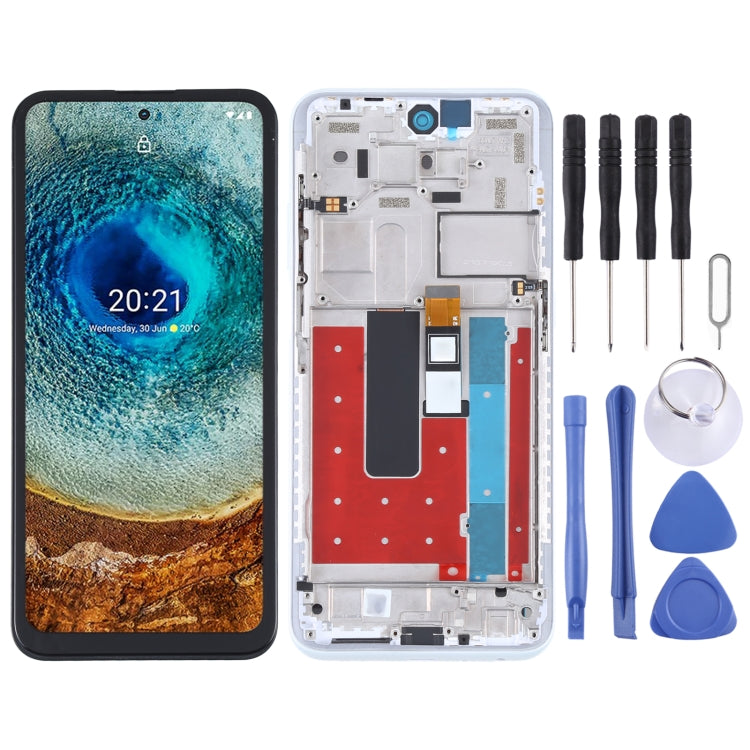 LCD Screen and Digitizer Full Assembly with Frame for Nokia X10 TA-1350 TA-1332 in White