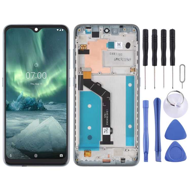 LCD Screen with Silver Frame for Nokia 7.2 / 6.2 - Full Assembly and Digitizer