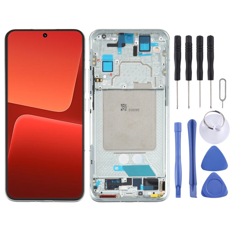 AMOLED Original LCD Screen with Frame for Xiaomi 13 in Green - Full Digitizer Assembly