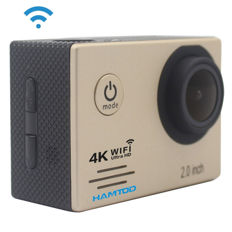 HAMTOD HF60 UHD 4K WiFi Sports Camera with Waterproof Case and Wide-Angle Lens, Gold