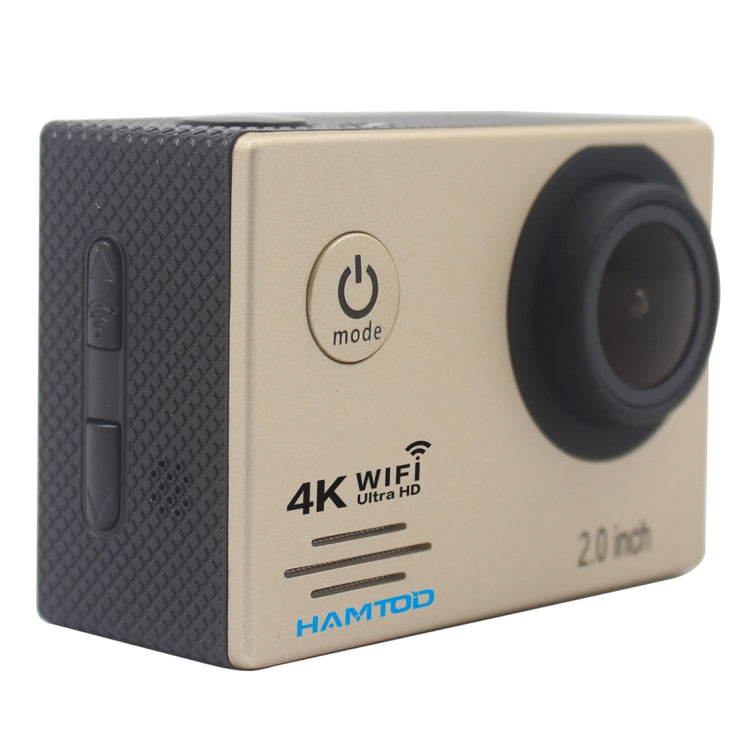 HAMTOD HF60 UHD 4K WiFi Sports Camera with Waterproof Case and Wide-Angle Lens, Gold
