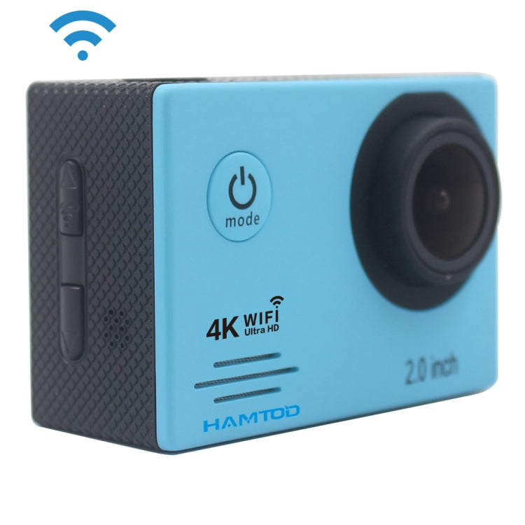 HAMTOD HF60 UHD 4K WiFi 16.0MP Sport Camera with Waterproof Case, Generalplus 4247, 2.0 inch LCD Screen, 120 Degree Wide Angle Lens, Simple Accessories(Blue)