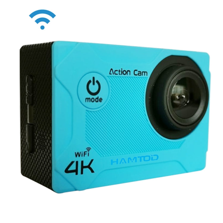 HAMTOD S9 4K WiFi Sport Camera with Waterproof Case and 170 Degree Wide Angle Lens (Blue)