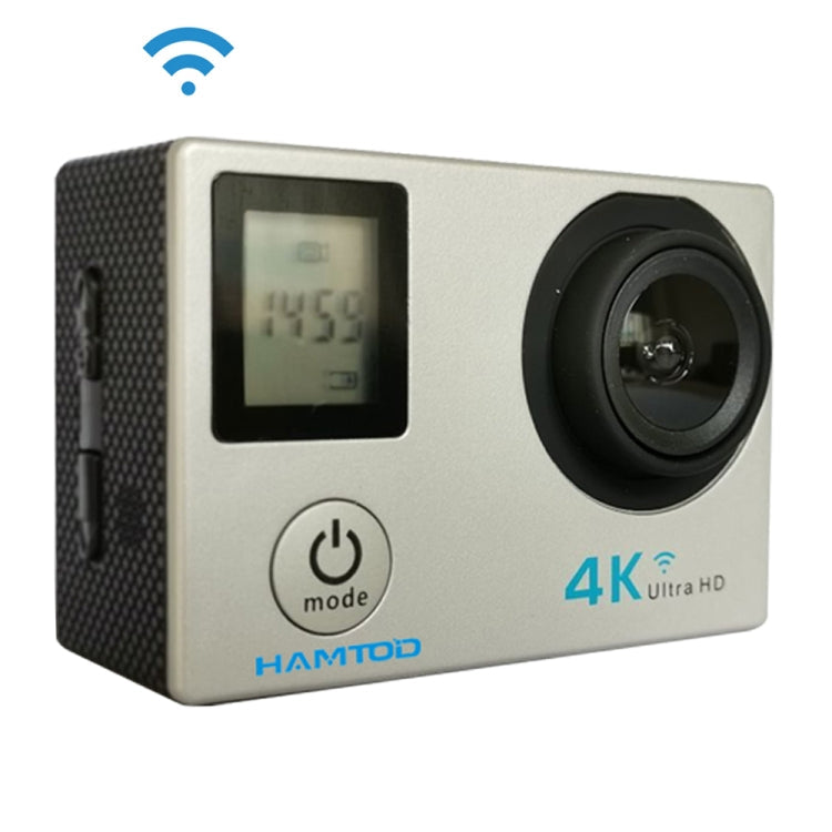 HAMTOD H12 UHD 4K WiFi Sport Camera with Waterproof Case, Generalplus 4247, 0.66 inch + 2.0 inch LCD Screen, 170 Degree Wide Angle Lens (Silver)