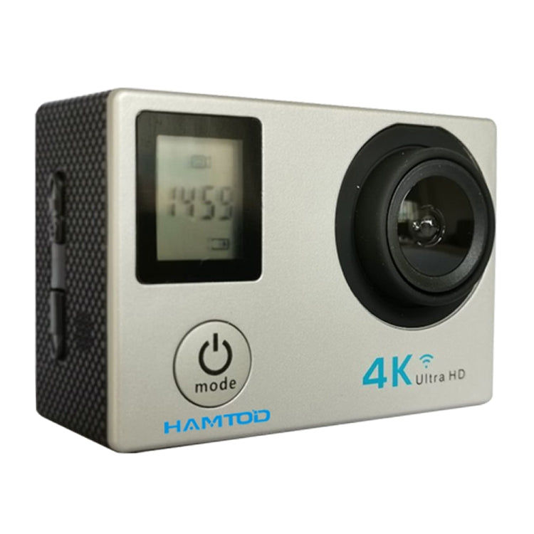 HAMTOD H12 UHD 4K WiFi Sport Camera with Waterproof Case, Generalplus 4247, 0.66 inch + 2.0 inch LCD Screen, 170 Degree Wide Angle Lens (Silver)