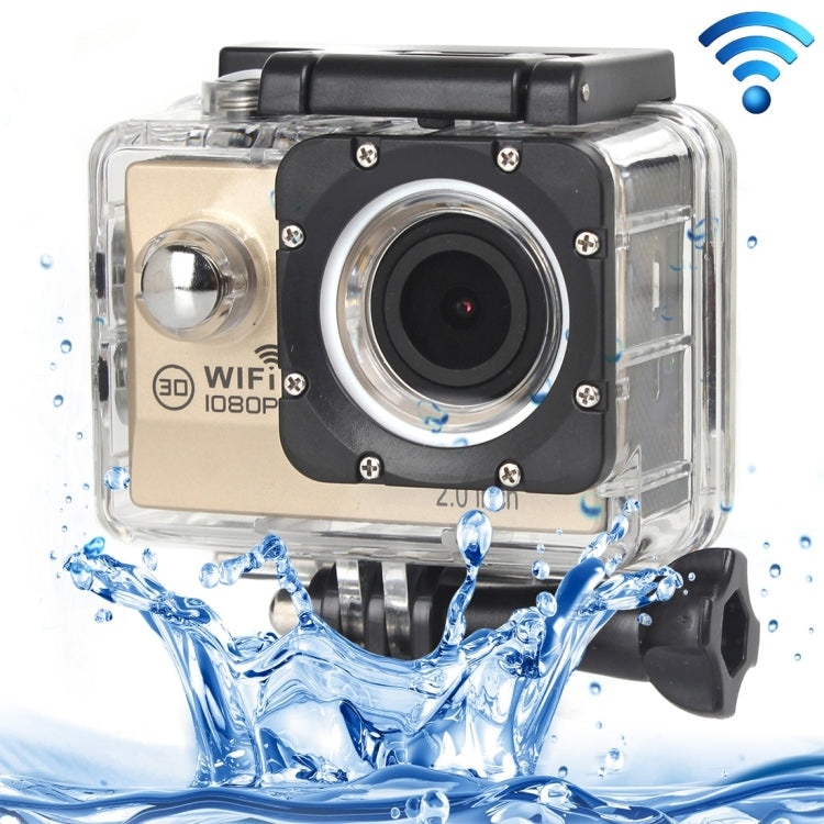 1080P Waterproof WiFi Sport Camera with 2.0 inch Screen and Wide Angle Lens in Gold