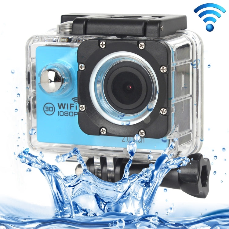 H16 1080P Waterproof Sport Camera with WiFi and Wide Angle Lens (Blue)