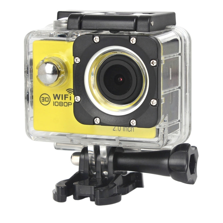 1080P Waterproof Sports Camera with Wide Angle Lens and WiFi (Yellow)