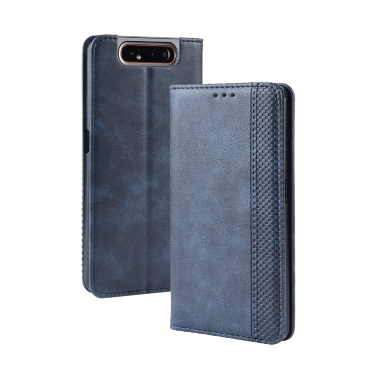 Retro Blue Leather Case with Holder & Card Slots for Galaxy A80 / A90