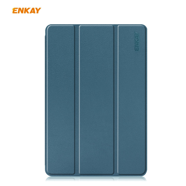 ENKAY Leather Smart Tablet Case with Pen Slot for Samsung Galaxy Tab S6 Lite - Dark Blue