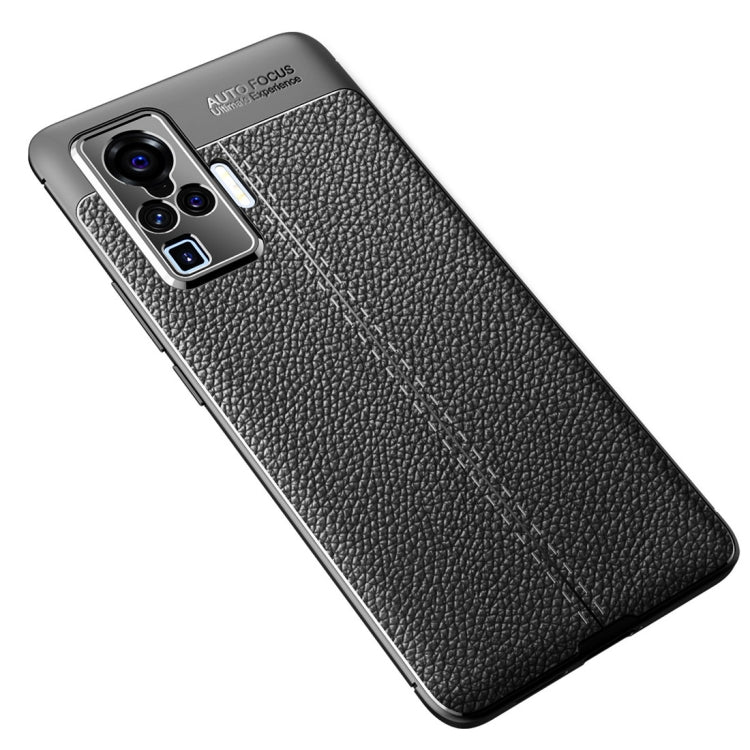Litchi Texture TPU Shockproof Case for VIVO X50 Pro in Black