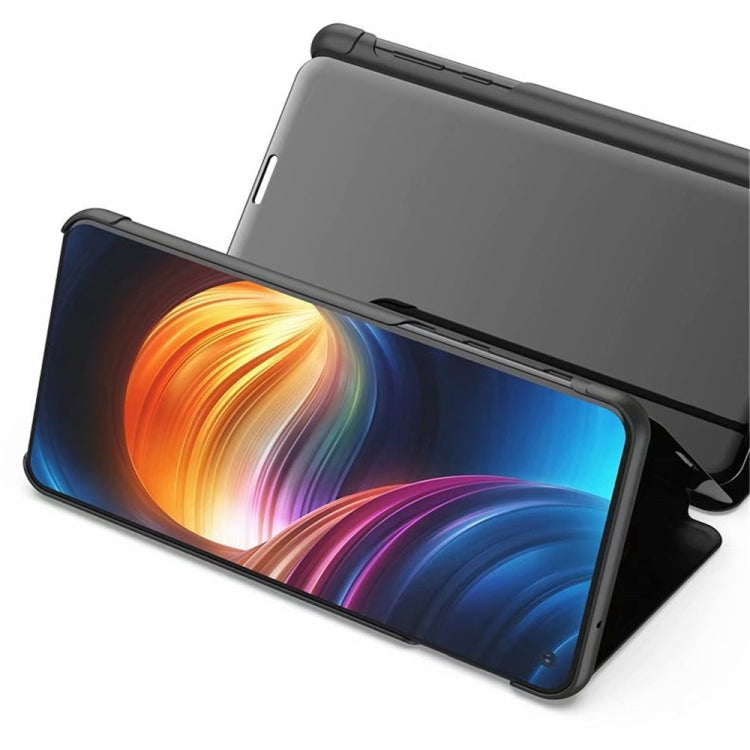 Purple Plated Mirror Horizontal Flip Leather Case for Samsung Galaxy A21S with Holder