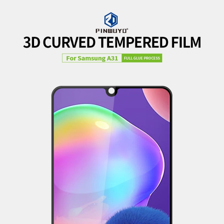 PINWUYO 9H 3D Curved Full Screen Tempered Glass Film for Samsung Galaxy A31 (Black)
