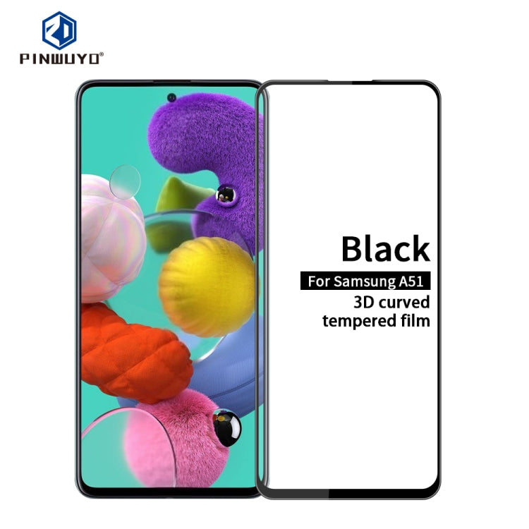 PINWUYO 9H 3D Curved Full Screen Tempered Glass Film for Samsung Galaxy A51 (Black)
