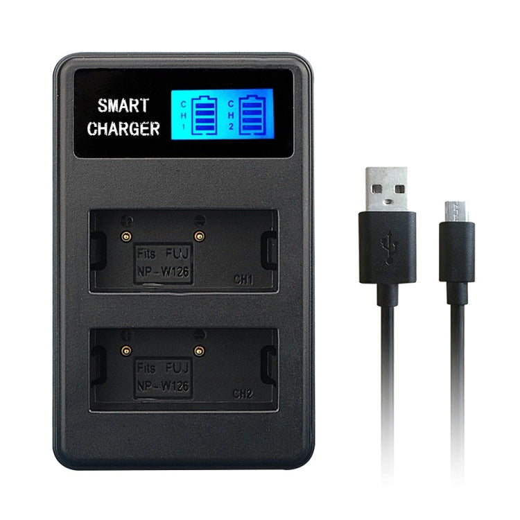 LCD Display USB Dual Charger for Fujifilm Fuji NP-W126