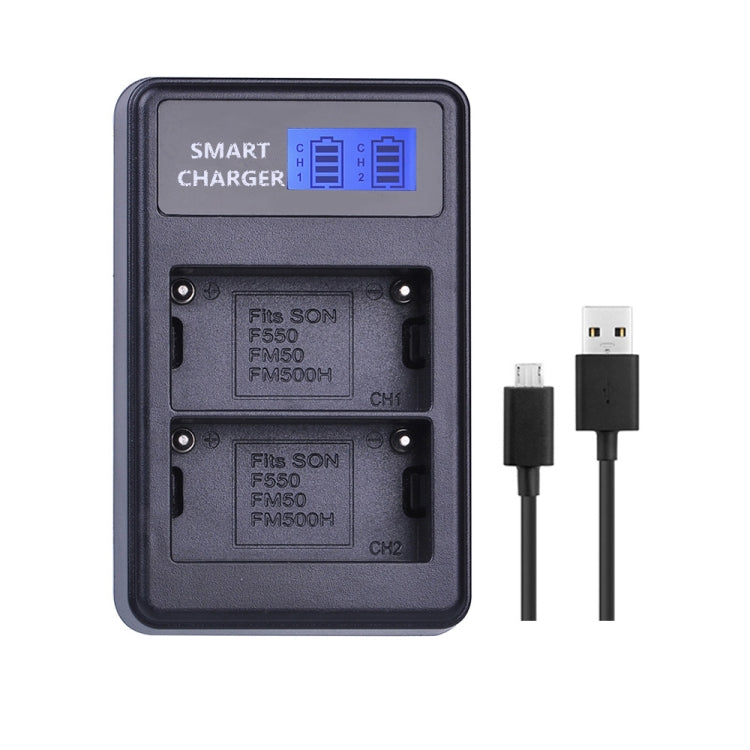 Intelligent LCD Display USB Dual-charging Charger for Sony NP-FM500H / NP-FM50 / NP-F550
