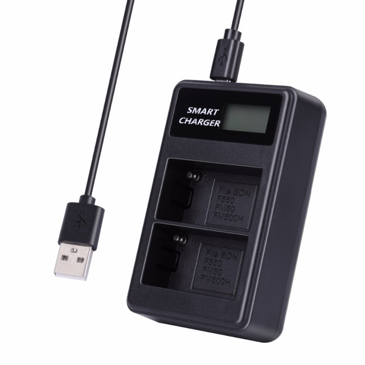 Intelligent LCD Display USB Dual-charging Charger for Sony NP-FM500H / NP-FM50 / NP-F550