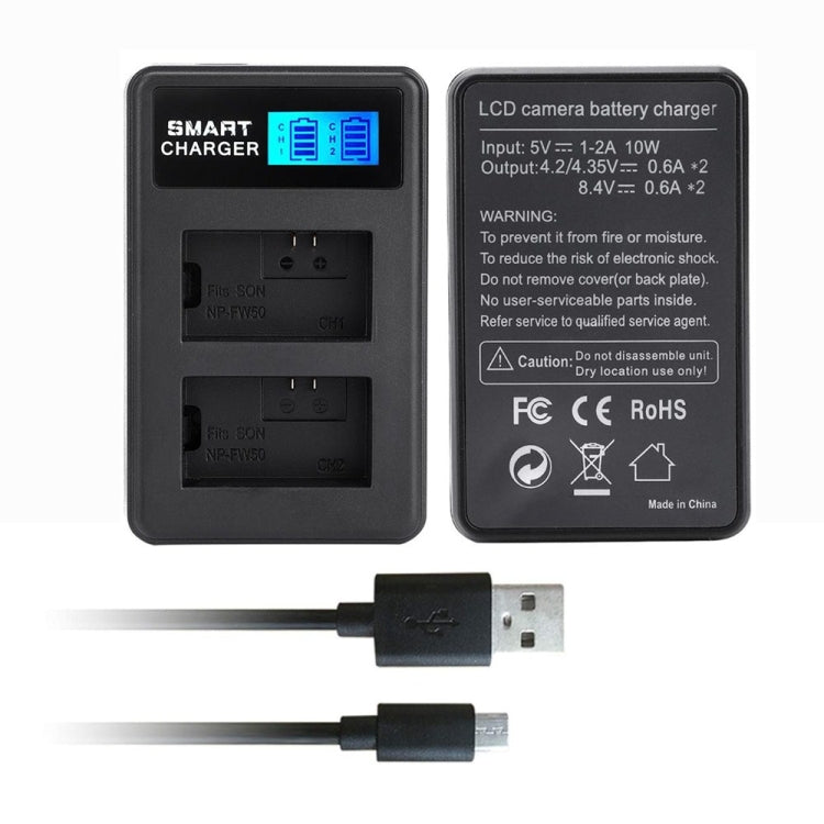Smart LCD Display USB Charger for Sony NP-FW50 Camera Battery