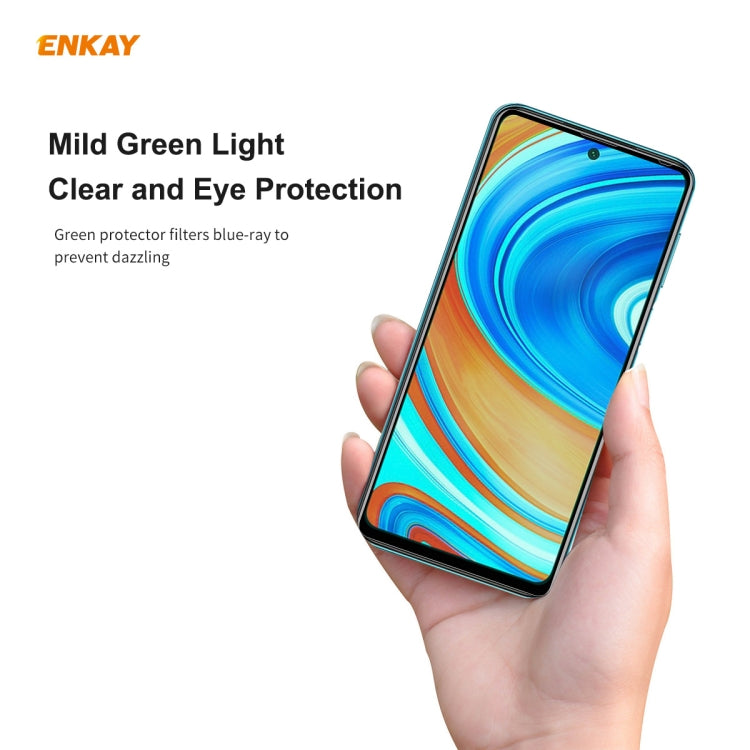 2-Pack ENKAY Hat-Prince Green Film Tempered Glass Protector for Xiaomi Redmi Note 9S/Note 9 Pro