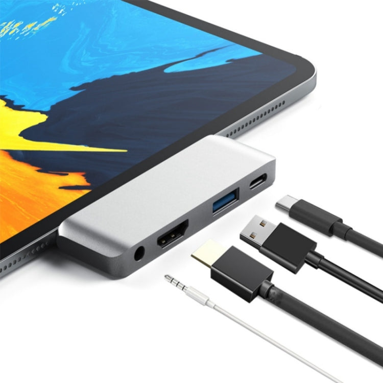 4 in 1 Type-C Hub Adapter for HDMI, AUX, USB, and PD Charging
